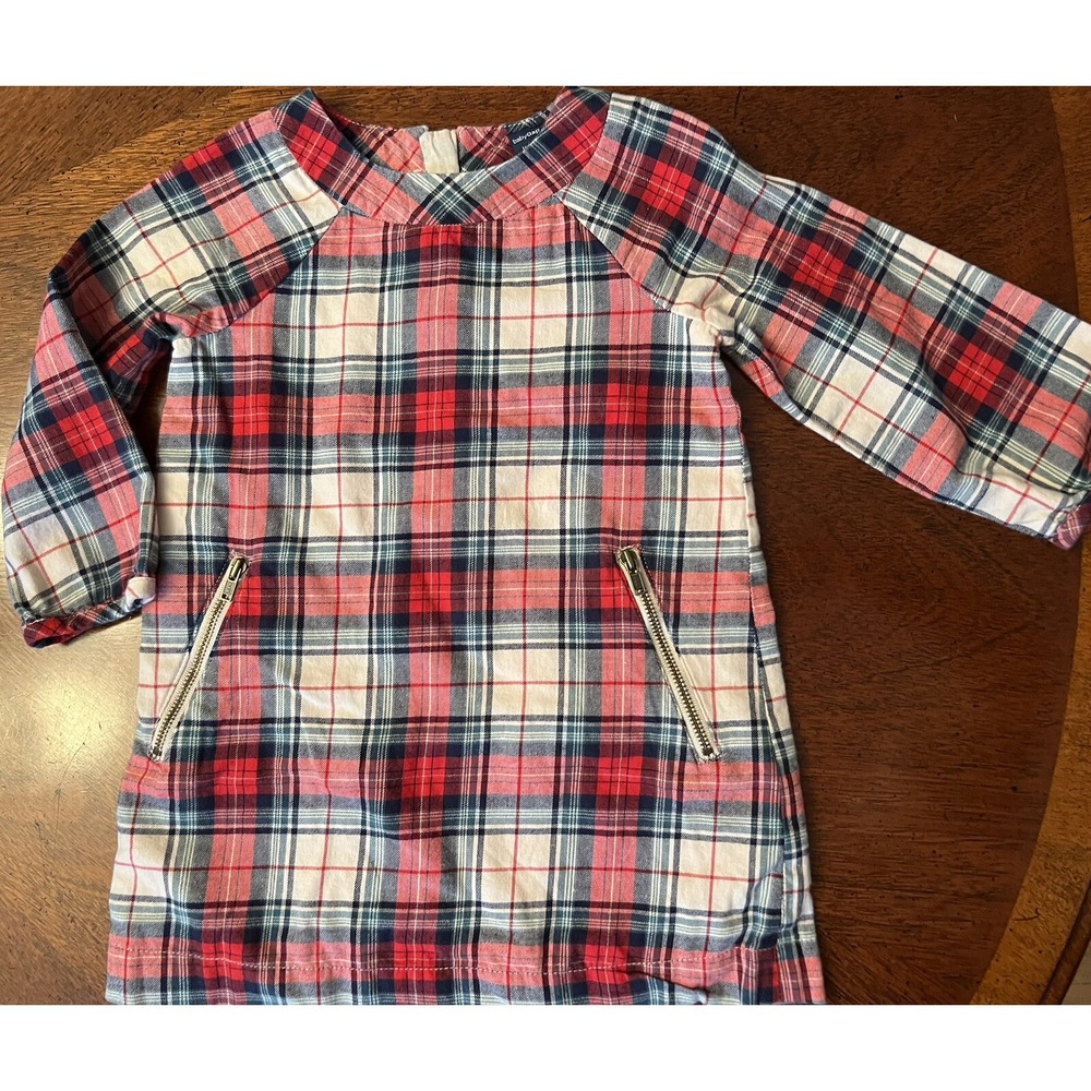 babyGAP‎ Girls Sz 2 Red Multi-color Plaid Christmas Holiday Dress - Picture 2 of 8